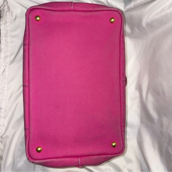 Prada Medium Canapa Tote Hot Pink Canvas Bag + 6 Vintage Brooches - Picture 7 of 11